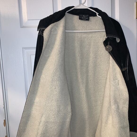 Cop Copine Women's Faux Suede Shearling Lined Jacket Size 1 S M Black France - Picture 5 of 12